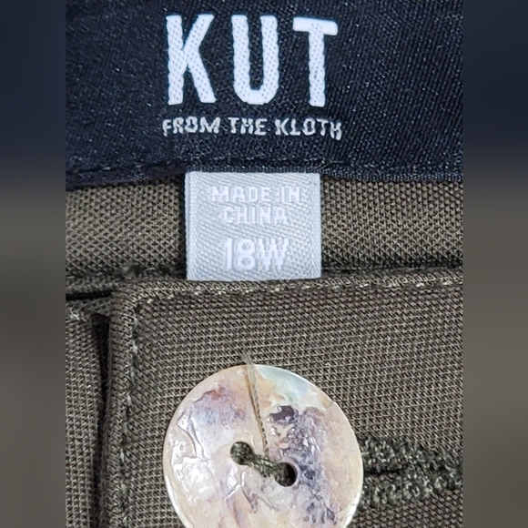 Kut from the Kloth Meg Super Wide Leg High Rise Trousers Color Olive Size 18 - Picture 7 of 16